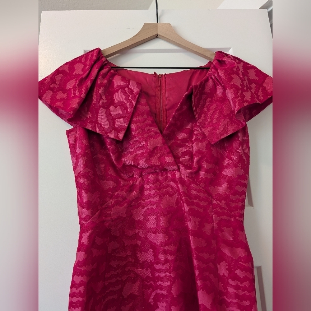 1960s Vintage Mitzi Marlow Mrs. Maisel Dress and Coat Jacket Hot Pink Taffeta - Picture 6 of 10
